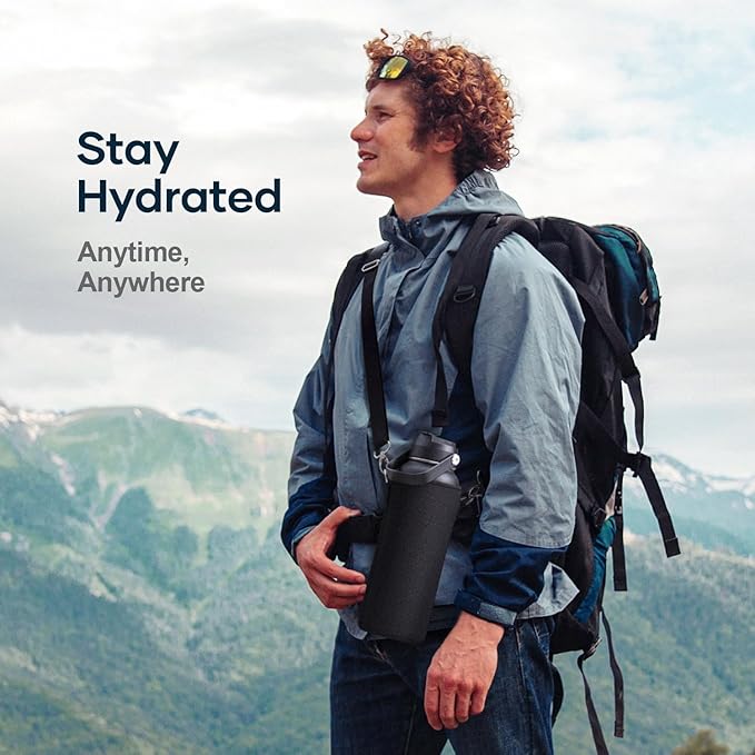 BUZIO 40oz Insulated Water Bottle, Stainless Steel Double Wall Water Flask (Cold for 48 Hrs) Leak Proof Sports Bottles Jug with Straw Lid Flex Cap Metal Canteen for Gym Travel Camping,Purple Green