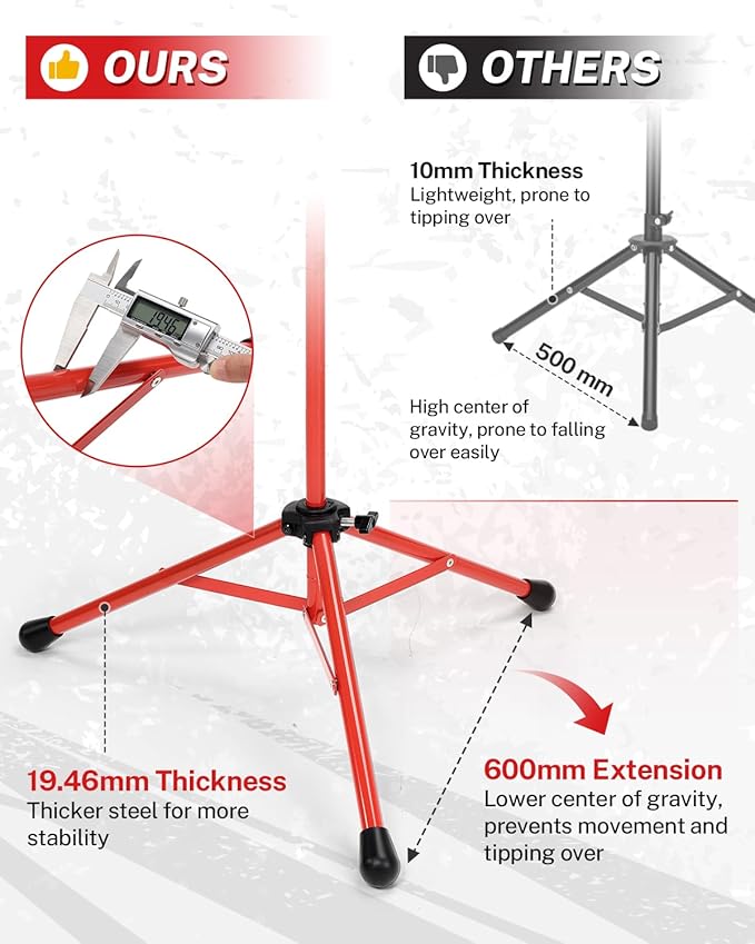 Gonex Baseball Softball Practice Hitting Batting Tripod Stand Rubber Tee Collapsible Portable with Carrying Bag
