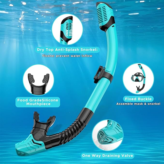 2 Pack Snorkeling Gear for Adults, Dry Snorkel, Mask Set Adult, Diving Scuba Mask, Scuba Gear, Swimming Goggles with Nose Cover, Swim Freediving Tempered Glass Panoramic View Travel Packages