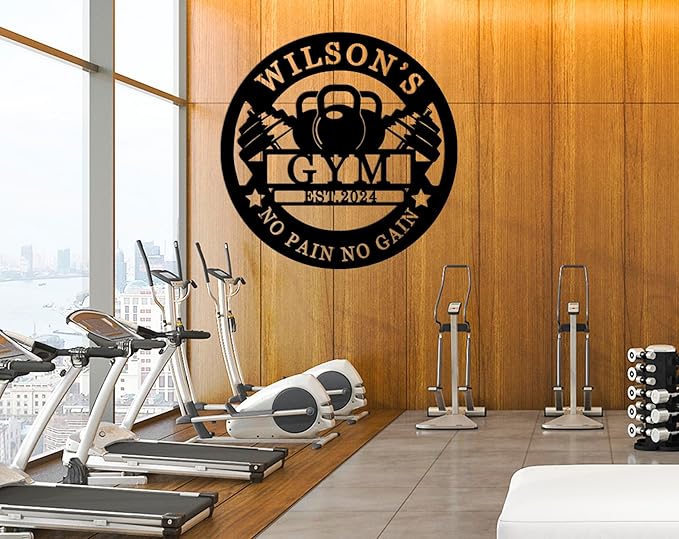 Personalized Motivational Gym Wall Art, Custom Monogram Decor, Vintage Metal Sign for Home Gym, Room Decor