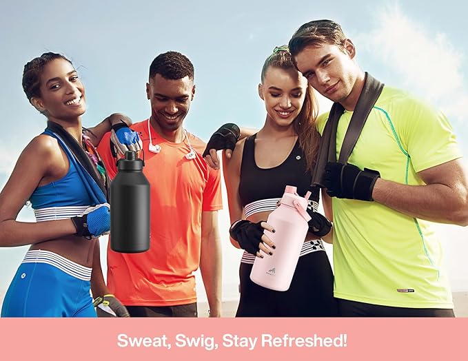 64 oz Insulated Water Bottle with 2-in-1 Straw and Spout Lid, Keep Cold 24H, Leak-Proof, BPA-Free, Double Wall Stainless Steel Water Bottle for Sports, Gym, Travel, and School (Cotton Candy)