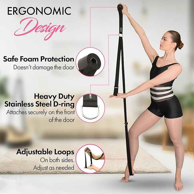Stretching Strap With Door Anchor - Stretching Equipment to Improve Legs Flexibility - Splits Trainer For Home Ideal In Ballet, Dance, Cheerleading, Taekwondo, Yoga, Pole Dancing & Gymnastics