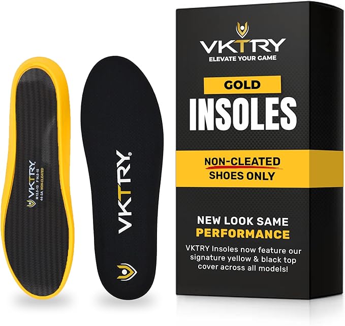 VKTRY Gold for Non-Cleated Shoes - Carbon Fiber Performance Insoles - Customized Athletic Inserts for Sports Basketball Volleyball Running & More | Shock Absorption US M15.5-16, >220lbs