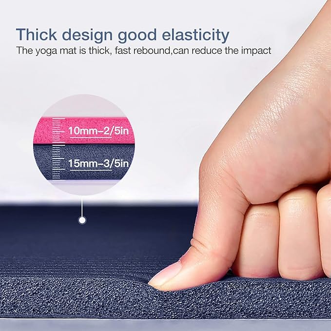 Thick Yoga Mat Non Slip, Large Size 72" L x 32" W x 0.6" TH, Premium Exercise & Fitness Mat with Carrying Strap and Bag, Workout Mats for Home