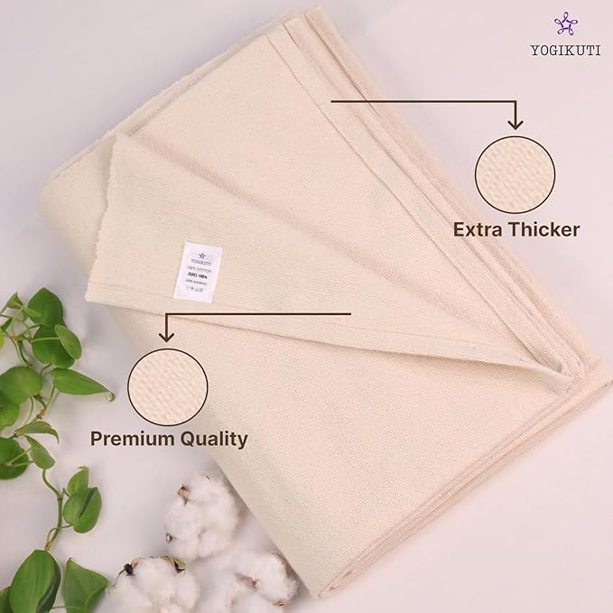 Yogikuti Iyengar Cotton Yoga Blanket Set of One – Thick Handwoven Yoga Blankets for Restorative Yoga, Meditation & Pranayama – Premium Cotton Yoga Blanket for Support & Comfort in Pranayama