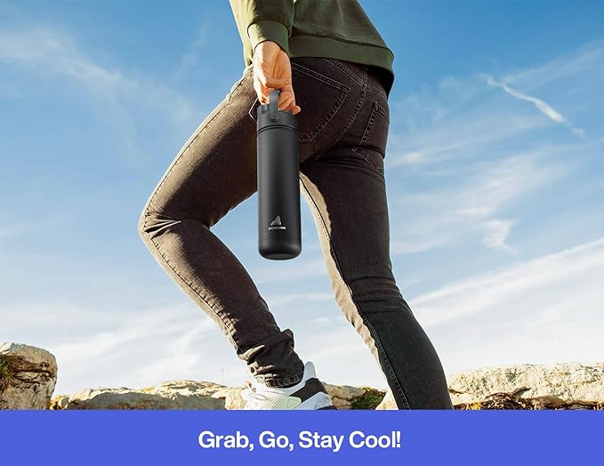 26 oz Insulated Water Bottle with 2-in-1 Straw and Spout Lid, Keep Cold 24H, Leak-Proof, Fits in Car Cup Holder, Stainless Steel Water Bottle for Sports, Travel, and School (Lupine)