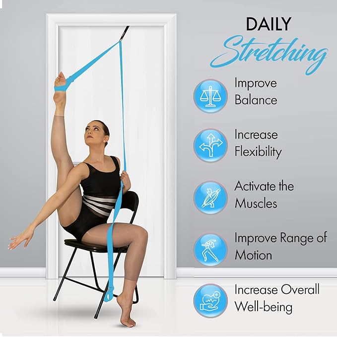 Stretching Strap With Door Anchor - Stretching Equipment to Improve Legs Flexibility - Splits Trainer For Home Ideal In Ballet, Dance, Cheerleading, Taekwondo, Yoga, Pole Dancing & Gymnastics