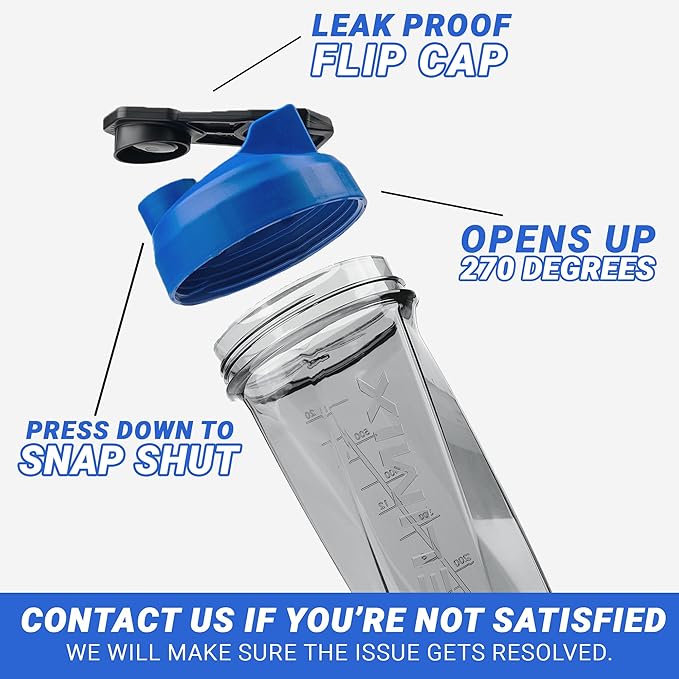 HELIMIX 2.0 Vortex Blender Shaker Bottle Holds upto 28oz | No Blending Ball or Whisk | USA Made | Portable Pre Workout Whey Protein Drink Shaker Cup | Mixes Cocktails Smoothies Shakes | Top Rack Safe
