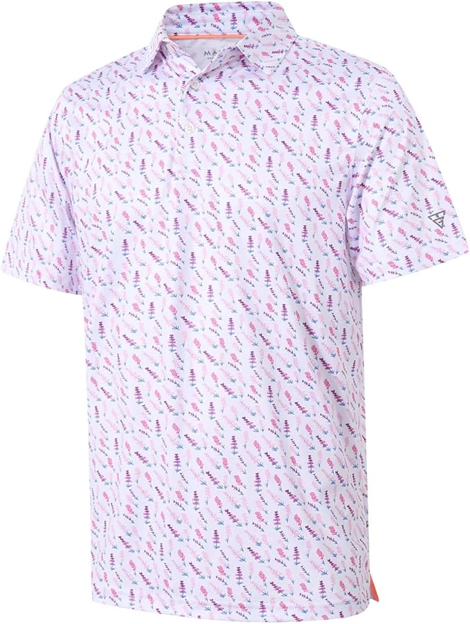 Men's Golf Polo Shirts Short Sleeve Striped Performance Moisture Wicking Dry Fit Golf Shirts for Men