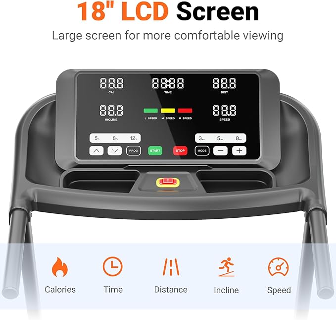 THERUN Incline Treadmill for Running and Walking, 300 lbs Weight Capacity, Wide Belt, 3.0 HP, 18" LED Screen, 2 Layers Shock-Absorbing