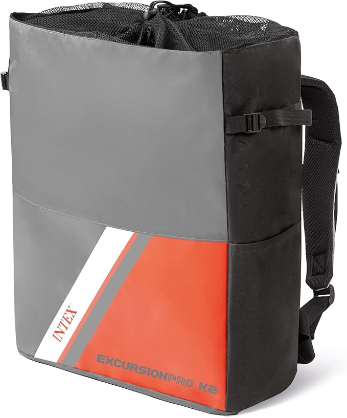 INTEX 68303EP Excursion Pro K1 Inflatable Kayak Set: Includes Deluxe 86in Kayak Paddles and High-Output Pump – SuperTough PVC – Adjustable Bucket Seat – 1-Person – 220lb Weight Capacity