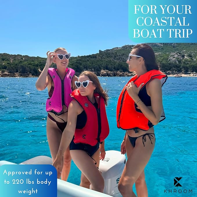 Khroom Inflatable Snorkel Vest for Adults and Teenagers | 60"-75" Height | 90-220 lbs | V2 2025 Model | Buoyancy Jacket for Snorkeling and SUP - Snorkel Vest, Buoyancy Aid