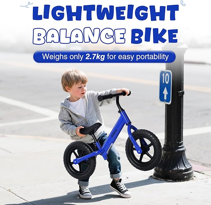 12 inch Toddler Balance Bike Adjustable Handlebar & Seat Anti-Slip Grip Suitable for 2-5 Years Old with Footrest Lightweight for Tolddlers Boys Girls Multiple Colors to Choose