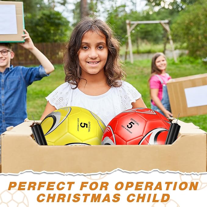 12 Pack Operation Christmas Bulk Items Soccer Ball with Pump Needles, Official Size 3/4/5 Soccer Ball Deflated Gift for Christian Charity Donation Training Practice
