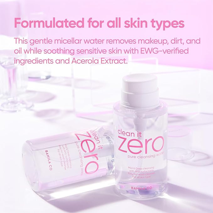 BANILA CO Clean It Zero Pure Cleansing Water | Gentle Cleanser for Sensitive Skin | Micellar Water Makeup Remover No Rinse & Oil Free (310ml / 10.48 fl.oz)