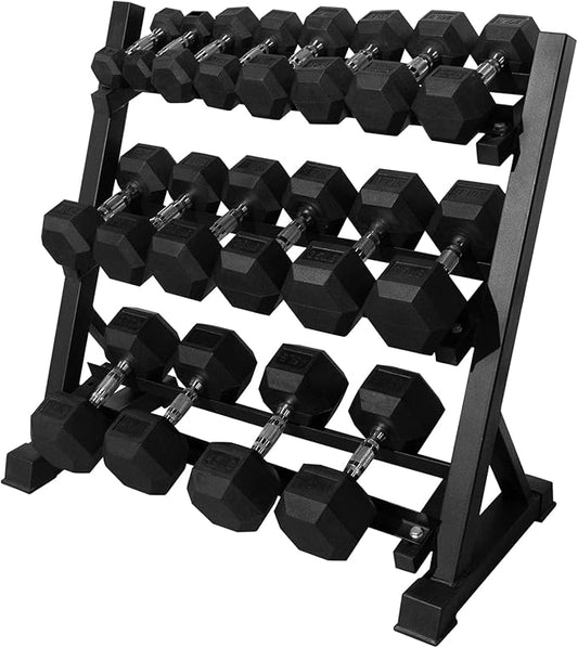 RITFIT 300/350/450/650/180/200/210 LB Rubber Hex Dumbbells Set with Optional Dumbbell Rack, Multi Weight Set to Choose, Ideal for Home Gym and Fitness