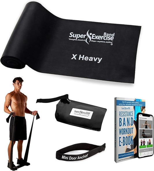 7Ft Long Resistance Bands for Stretching - Resistance Bands Set with Door Anchor - Exercise Bands Including Carry Pouch, E-Book & App - Latex-Free Workout Bands