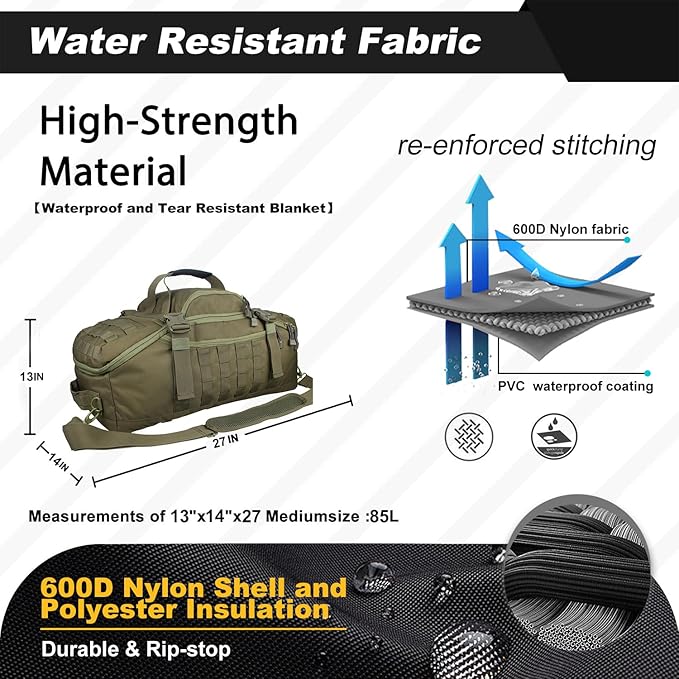 3 In 1 Military Backpack Travel Duffle Bag for Weekender Gym Traveling Workout Deployment