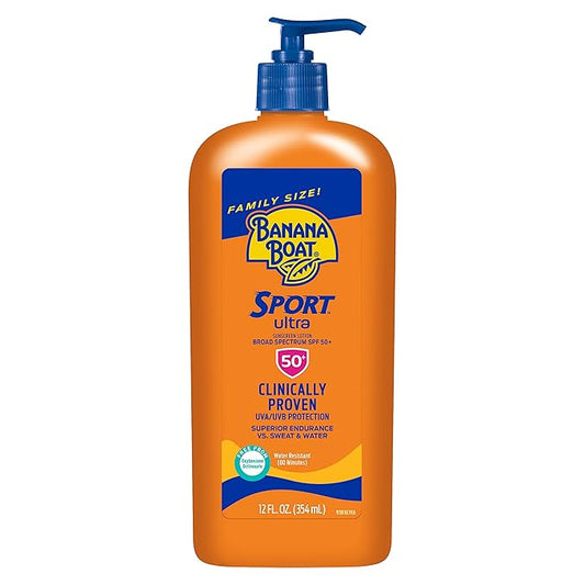 Banana Boat Sport Ultra SPF 50 Sunscreen Lotion Case | Lotion Sunscreen SPF 50, Sunblock, Oxybenzone-Free, Family Size, 12oz each (Pack of 12)
