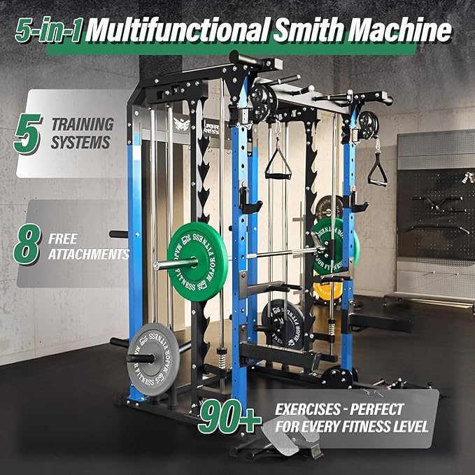 B52 Machine Home Gym with Power Rack, Cable Crossover, Dual Pulley System, Landmine, and Multi-Grip Pull-Up Bar – Heavy-Duty Fitness Equipment for Strength Training and Full-Body Workouts