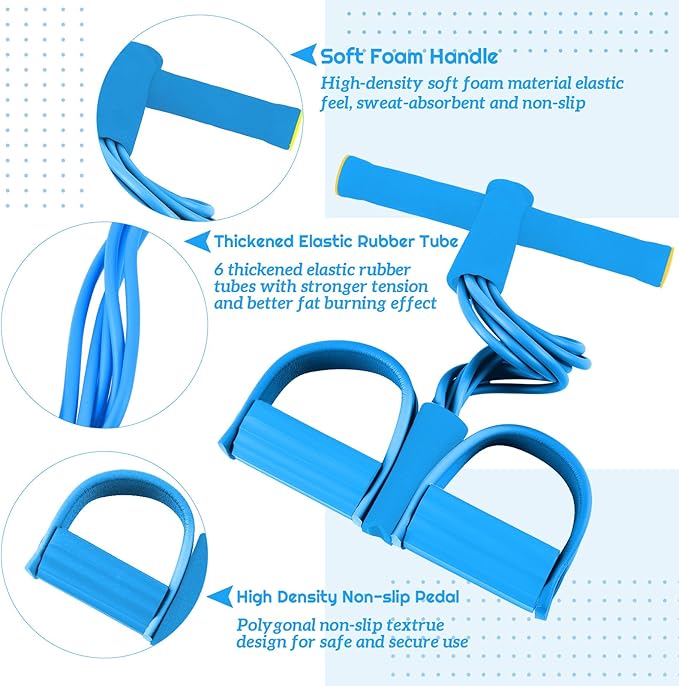 6 Pcs Fitness Resistance Exercise Bands 6 Tube Pedal Puller Resistance Band Set for Women Weight Loss Thigh Training Workout Equipment Elastic Arms Abdomen Shoulder Waist Leg Beginners Yoga