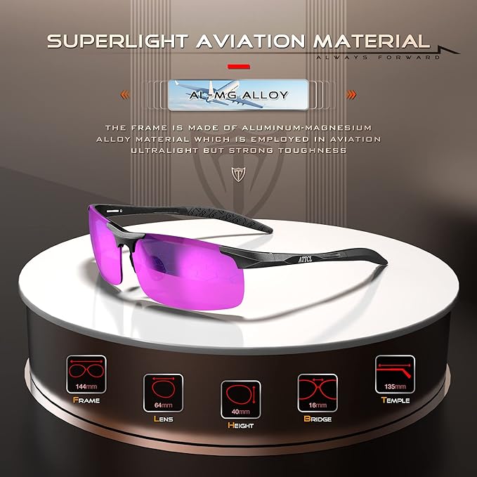 ATTCL Men's Sports Polarized Sunglasses Men for Driving running Fishing Golf - UV Protection Sun glasses Metal Frame