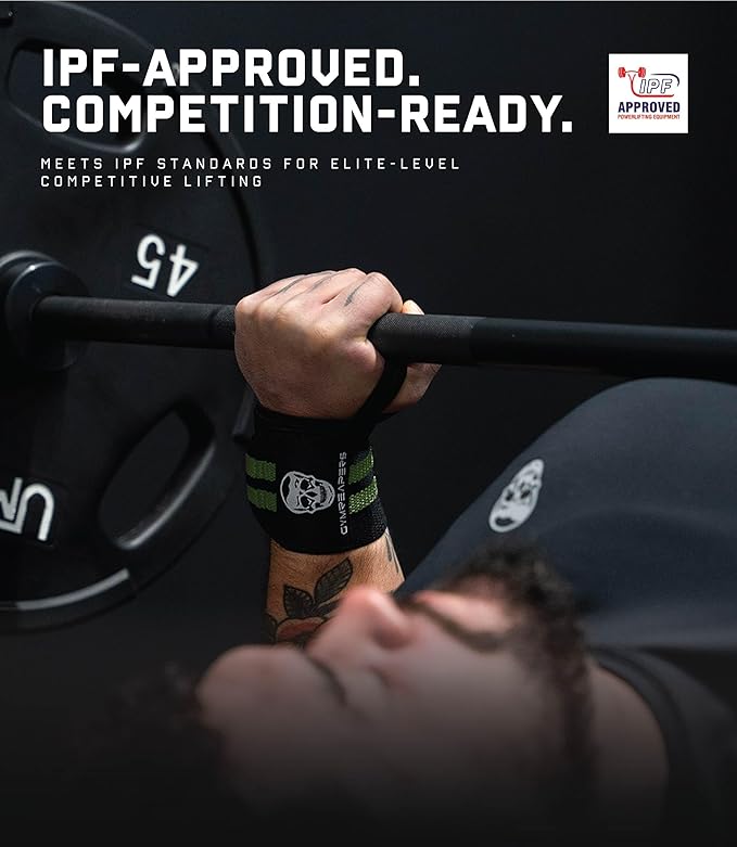 Gymreapers Weightlifting Wrist Wraps (IPF Approved) 18" Professional Quality Wrist Support with Heavy Duty Thumb Loop - Best Wrap for Powerlifting Competition, Strength Training, Bodybuilding
