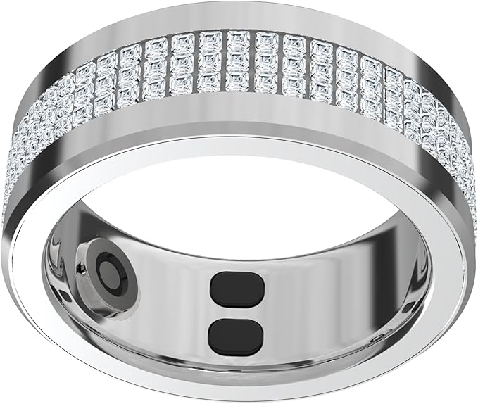 Jewels Smart Ring Health Tracker 18.2mm, 5 Days Working Time, Sports Mode, Sleep Monitor, Heart Rate, Calorie Counter, Blood Oxygen – Silver