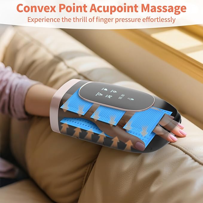 Hand Massager, Cordless Hand Massager with Heat and Compression for Arthritis and Carpal Tunnel, 3 Modes, 5 Intensity Levels, 15-Minute Timer
