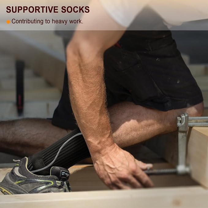 BULLIANT Compression Socks for Men 6Pairs, Athletic Crew Socks Cushioned For Men Sports Running-Arch Support