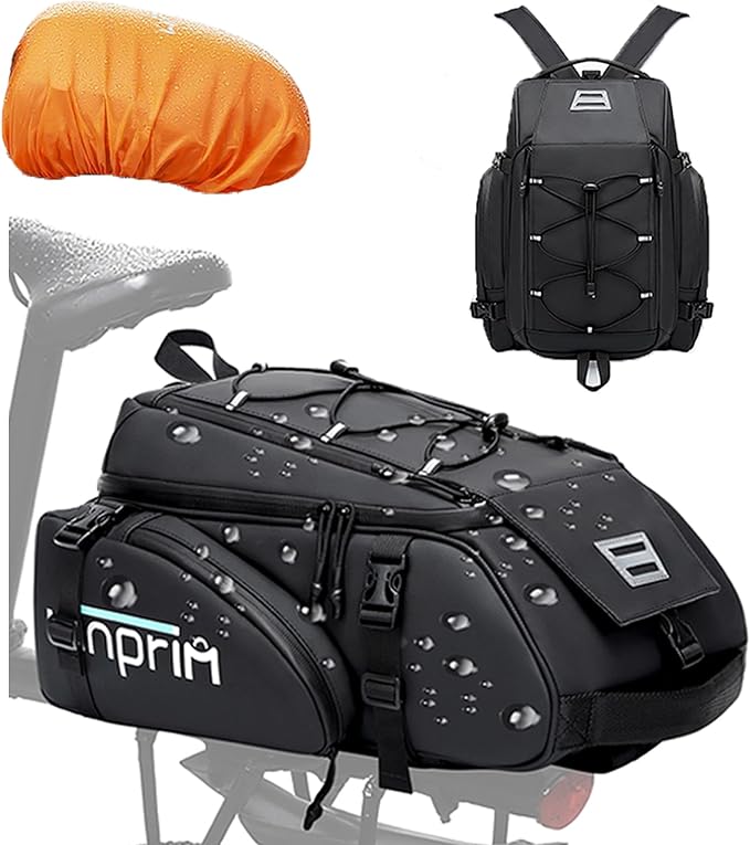 19L Reflective Bike Rack Bag Large Capacity Waterproof Rear Bag with Rain Cover E-Bike Bicycle Accessories Basket Storage Crossbody Saddle Shoulder Rear Seat Luggage Pouch Bag Accesorios Bicicletas