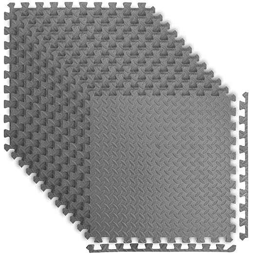 Art3d 48 Sq.Ft Eva Puzzle Exercise Mats, 24"x24" x 1/2" Thick Foam Interlocking Tiles for Flooring, Workout, Gym Equipments, Pack of 12, Grey