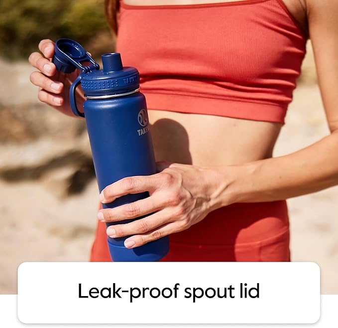 Takeya Actives Water Bottle with Spout Lid - Bottle with Double Stainless Steel Insulation - Dishwasher Safe & BPA-Free - Bottle with Spout Lid & Removable Bumper - 24 oz, Arctic