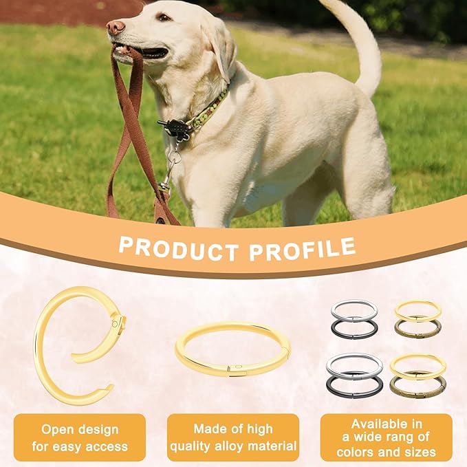 10Pack 1-1/2" Large Round Carabiner Clips, Metal Spring O Rings for Organizer Key Rings, Paracord Keychain Lanyard, Pet Chains, Purse Hardware, Key Snap Hooks DIY Accessory (Silver)