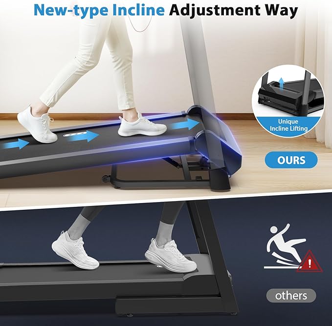 CIIHI Treadmill with Auto Incline - 400 LBS Capacity 15% Auto Incline Treadmill for Home - 0.5-12 MPH Foldable Running Machine with 47.2”x18.1” Belt, APP, Speaker, Speed & Incline Quick Button