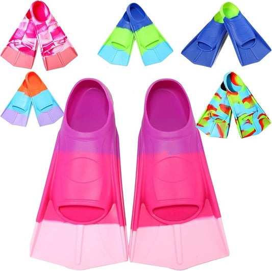 Kids Swim Fins,Short Comfortable Flippers for Lap Swimming and Training for Child,Girls,Boys,Beginners