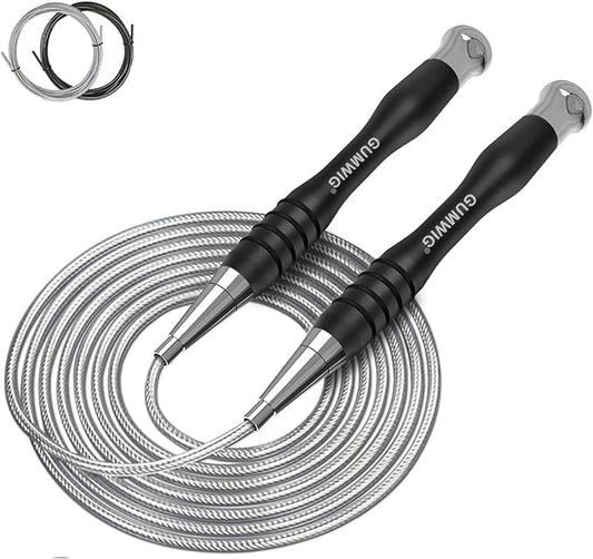 High Speed Jump Rope for Adults Men Women, Double Under Jumping Ropes for Workout Fitness Professional Training Boxing, Weighted Skipping Workout with Tang-free Cable, Stainless Steel Handle with Removable Counterweight Rob