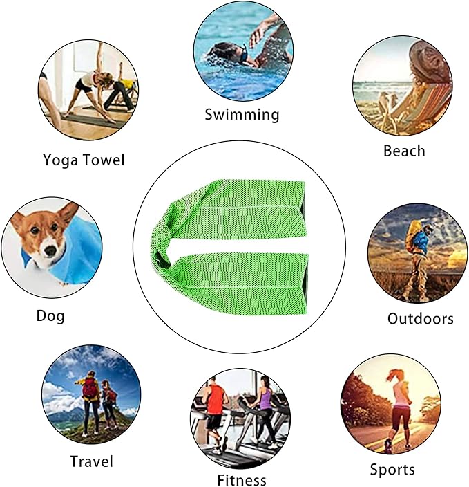 Ponpon 10pcs Cooling Towel Ice Towel Cooling Towels for Neck and Face Microfiber Cooling Towel for Gym, Travel, Yoga, Camping, Running, Outdoor Sport (10 Colors)