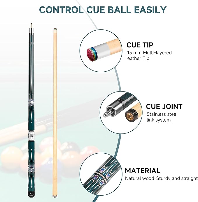 HomeSeason Pool Cue Stick 57" Billiard Cue Sticks Professional Low Deflection Pool Sticks