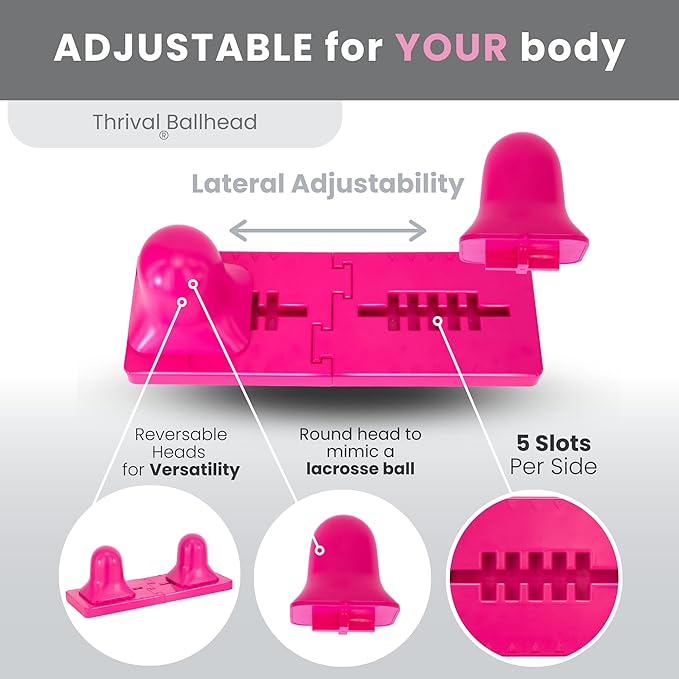 Thrival Ballhead - Fully Adjustable Psoas Muscle Release Tool for Hip Flexor, Back, Glute, Iliacus, and Neck Pain - Lower Back Pain Relief, Trigger Point and Myofascial Release Tool - Pink