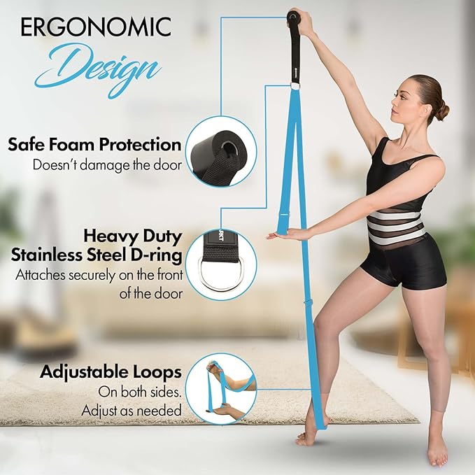 Stretching Strap With Door Anchor - Stretching Equipment to Improve Legs Flexibility - Splits Trainer For Home Ideal In Ballet, Dance, Cheerleading, Taekwondo, Yoga, Pole Dancing & Gymnastics