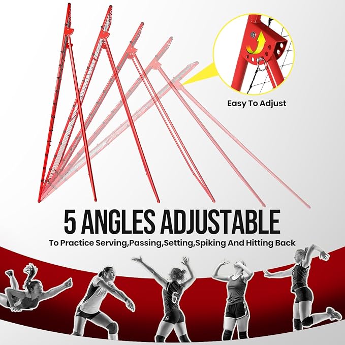 7x4FT Volleyball Rebounder Net,Angle Adjustable Volleyball Training Equipment for Hitting,Blocking,Serving,Setting, Easy Setup Volleyball Rebound Net, Portable Volleyball Trainer for Kids and Adults