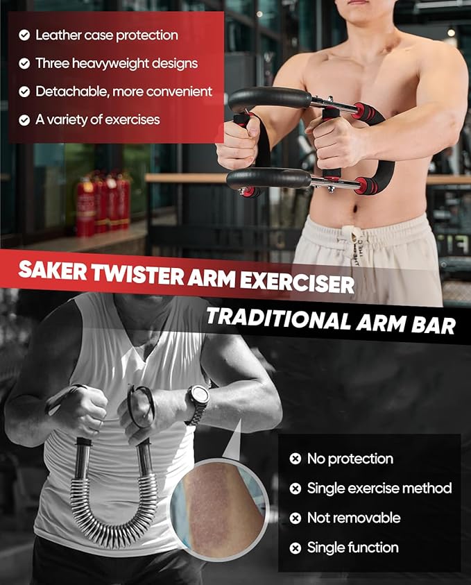 Saker Twister Arm Trainer,PowerTwist Arm Trainer,Home Workout Equipment,Upper Body Strength Training Machine,Detachable Design,Fitness Anywhere