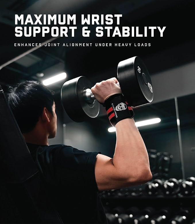 Gymreapers Weightlifting Wrist Wraps (IPF Approved) 18" Professional Quality Wrist Support with Heavy Duty Thumb Loop - Best Wrap for Powerlifting Competition, Strength Training, Bodybuilding