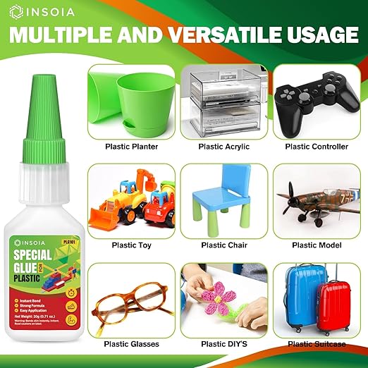 Plastic Glue, 20g Clear Super Glue for Plastics Repair and Bonding ??Quick Fix Adhesive, Heavy Duty Strong Instant Glue for Legos, Models, Toys, PLA, 3D Printing, DIY Crafts