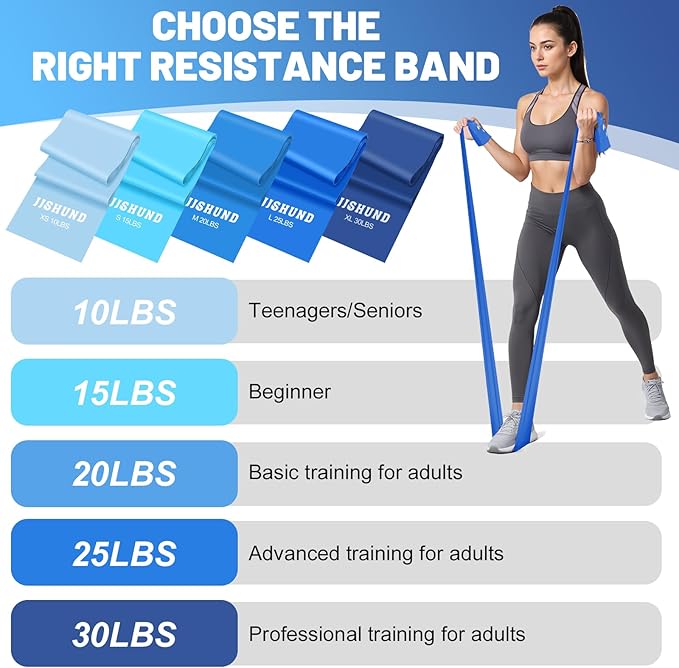 5 Pcs Resistance Bands, Professional Exercise Bands Elastic Stretch Bands for Fitness Yoga Pilates Stretching Strength Training, Workout Bands for Women and Men Home Gym