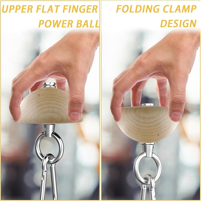 Grip Strength Training Beech Wood Pinch Block & Half-Sphere Ball with Loading Pin – Hand, Finger, Forearm Workout Set for Climbing, Lifting, Fitness Training