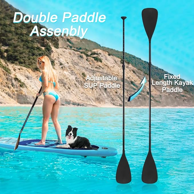 LBW SUP Paddle Board Paddle Stand up Paddleboard Paddles - 3-Piece or 4-Piece Floating Alloy Portable SUP Kayak Paddle Adjustable 2-Sided Paddle