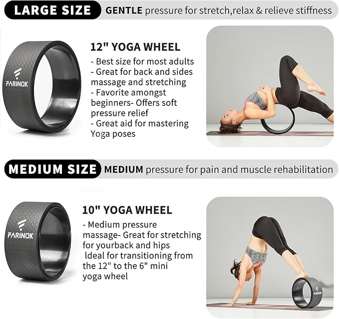 Yoga Wheel for Back Pain Relief, Back Roller Wheel with Extra Cushion, Wider & Thickest Foam, Stretches and Strengthens Core Muscles
