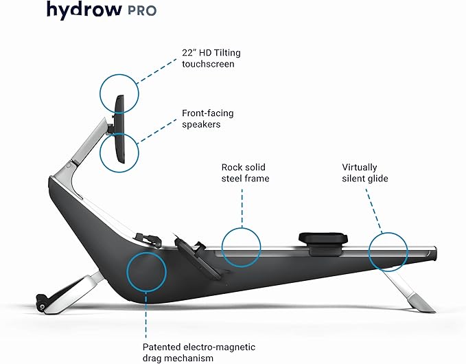 Hydrow Pro Rowing Machine with Immersive 22" HD Rotating Screen - Stows Upright | Live and On-Demand at-Home Workouts, Membership Required